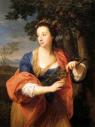 莎拉·莱蒂乌利埃的肖像，费瑟斯顿霍夫人和一棵梨树的树枝