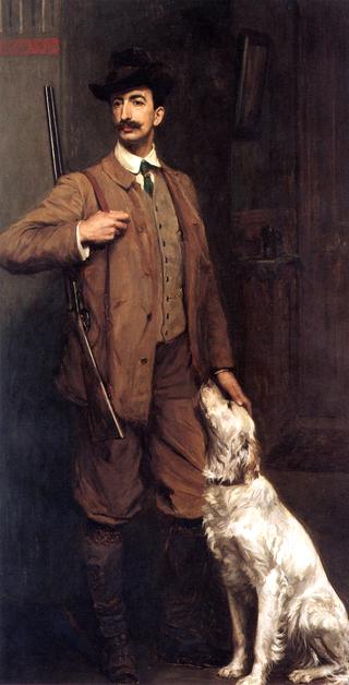曼内维尔子爵和is狗的肖像