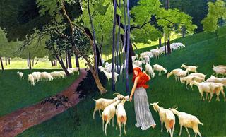 Goatherd with Her Flock