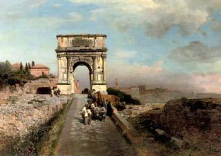 Passing through the Arch of Titus on the Via Sacra, Rome