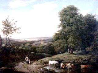 Landscape with Wooded Scene and Cattle