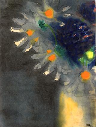 Still Life with White and Blue Flowers