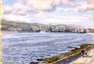 Campbeltown Harbour with HMS 'St Modwyn' and HMS 'Samsonia'