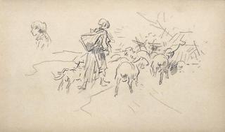 Study of sheeps and shepherdess