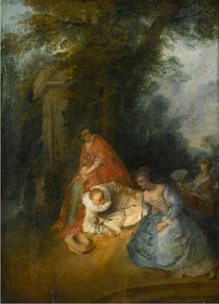 Pierrot with Three Women in a Park