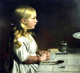 Florence Cope Saying Grace at Dinnertime