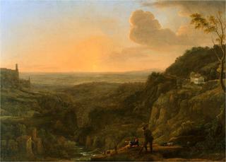 A view of the Roman Campagna from Tivoli, evening