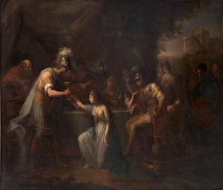 沃蒂根，英国国王，在萨克森将军亨吉斯特的宴会上迷上了罗韦娜