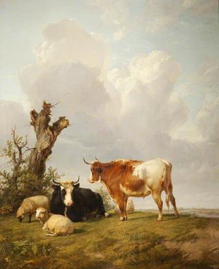 两头牛在斯托尔山谷的景色