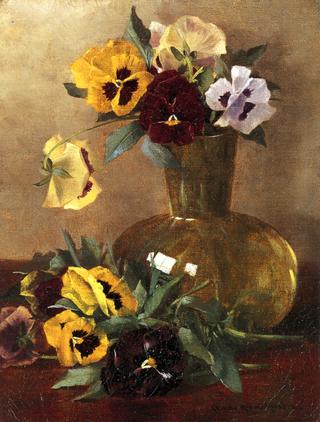 Pansies in a Glass Vase