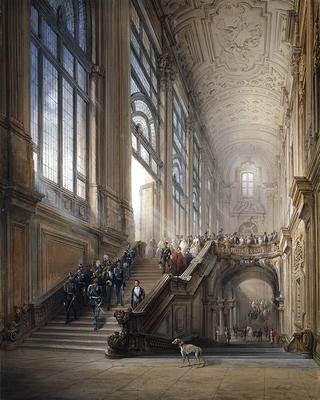King Victor Emanuel II and Camillo Cavour at the opening of the "Senato Subalpino"，1853