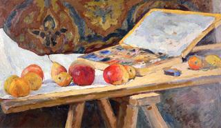 Still Life with Apples and Box of Pastels