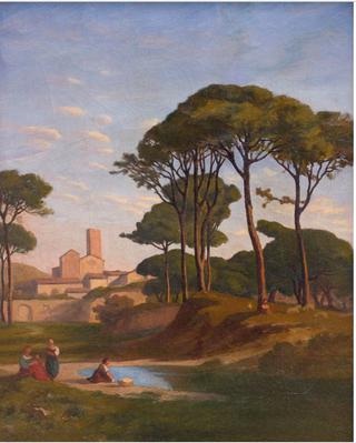 Italianate Landscape With Figures Near A Stream