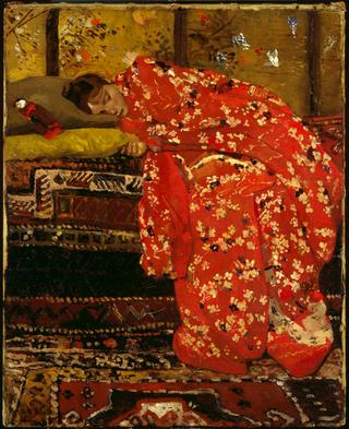Girl in Red Kimono