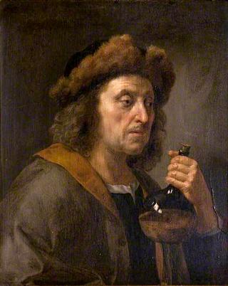 Portrait of a Man in a Fur Cap with a Bottle