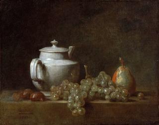 Still Life with a Teapot, Grapes, Chestnuts and a Pear