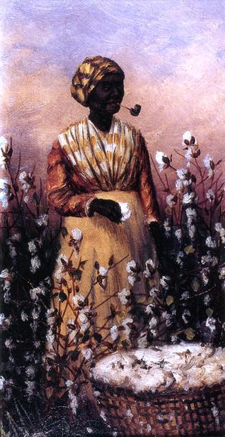 Negro Woman Smoking Pipe and Picking Cotton