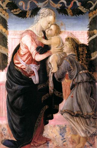 Virgin and Child Supported by an Angel in a Garland