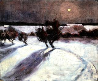Snow Landscape in the Moonlight