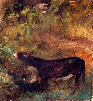 A Donkey with a Foal (study for 'The Cornfield')