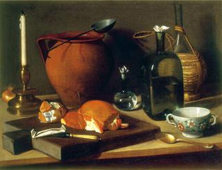 Still Life with a Cup, Bottles and Terracotta