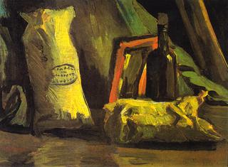 Still Life with Two Bags and Bottle