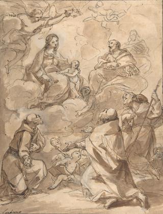 The Holy Family Appearing to St. Francis, St. Augustine, and St. Roch