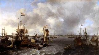 View of Amsterdam with Ships