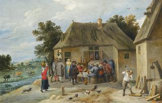 A Countryside Inn with Revellers Enjoying an Afternoon's Drinking