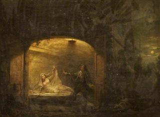 大卫·加里克在朱丽叶墓扮演罗密欧（摘自莎士比亚的《罗密欧与朱丽叶》）