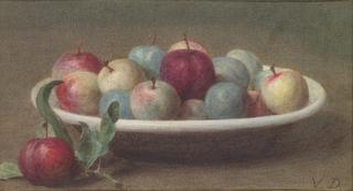 Still Life with Apples and Plums in a Dish