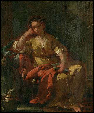 Seated Young Girl with a Bird in her Hand