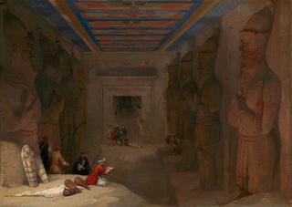 埃及阿布辛贝尔大寺庙的多柱式大厅