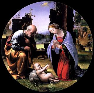 The Virgin and Saint Joseph Adoring the Christ Child - Tondo