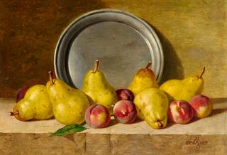 Still Life with Pears, Peaches and Pewter Plate