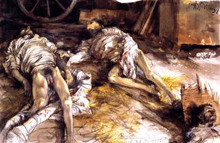 谷仓里两个士兵的尸体