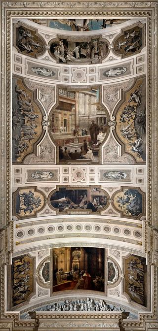 The ceiling panels of Burgtheater's state staircase Volksgartenseite