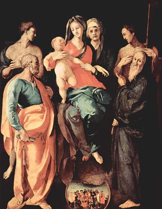 安南祭坛：圣母玛利亚与安妮、塞巴斯蒂安、彼得、菲利普斯和本笃