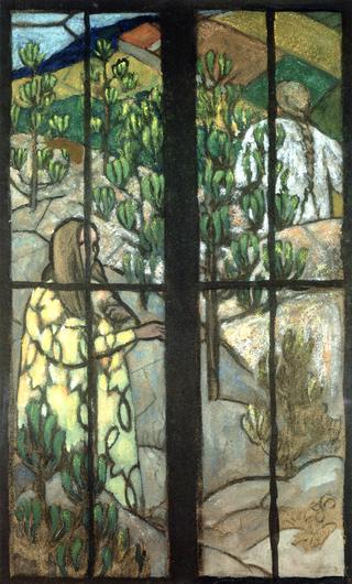 Two Women in the Countryside (study for a stained glass window)