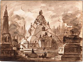 Architectural Fantasy with a Pyramidal Mausoleum