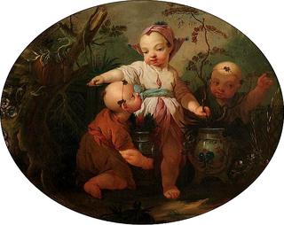 Chinoiserie - Children with Potted Plants
