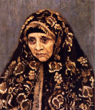 Old Woman in a Patterned Dress