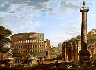 Capriccio with a view of the Colosseum and the Arch of Constantine
