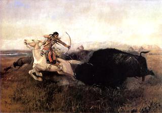 印第安人捕猎野牛