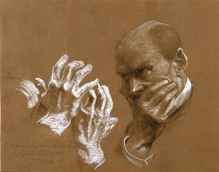 Self-Portrait with Study of Hands