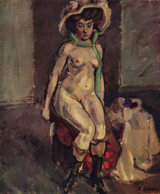 Nude with a Green Scarf