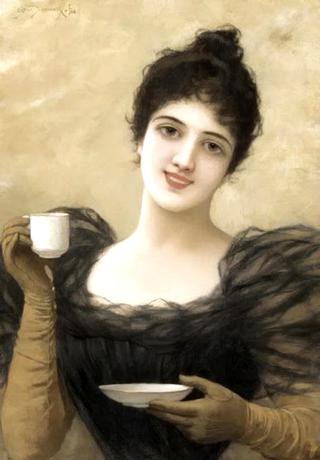 Lady with coffee cup