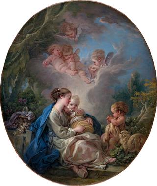 圣母和孩子与年轻的施洗圣约翰和天使