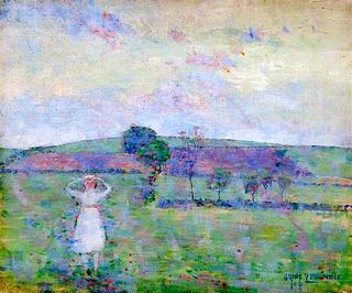 Landscape with Trees and a Girl in White
