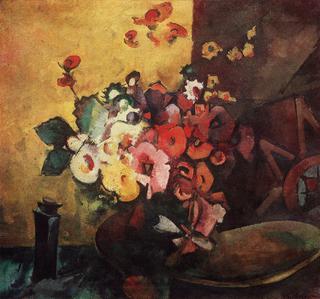 Still Life with Flowers on a Yellow Background